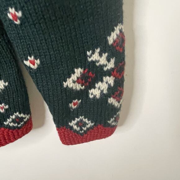 VTG Ralph Lauren Handknit Reindeer Wool Sweater Cardigan Faux Fur Holiday Sz S/M - Picture 9 of 16